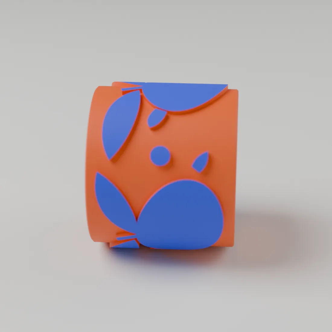 Rouleau gravé Grand format en TPU orange, relief de citrons encré en bleu